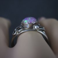 Southwestern Sterling Pink Opal Ring Size 8