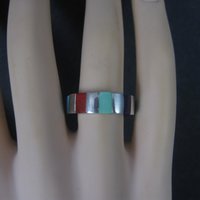 Inlay Band Ring Southwestern Sterling Size 7