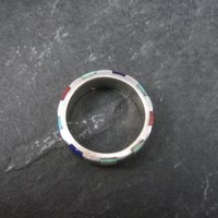 Inlay Band Ring Southwestern Sterling Size 7