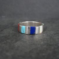 Inlay Band Ring Southwestern Sterling Size 7