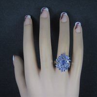 Sterling Purple Cubic Zirconia Cluster Ring Size 8