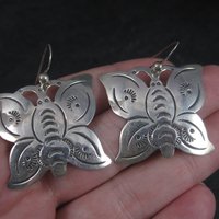 Large Southwestern Sterling Butterfly Earrings