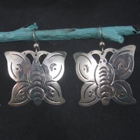 Large Southwestern Sterling Butterfly Earrings