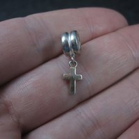 Sterling Cross European Bead Charm Pendant