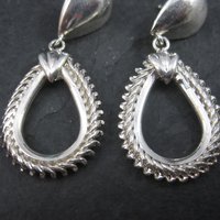 Vintage Sterling Teardrop Snake Style Earrings