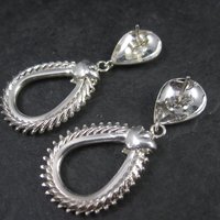 Vintage Sterling Teardrop Snake Style Earrings