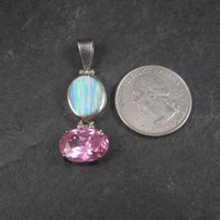 Vintage Mexican Sterling Opal Pink CZ Pendant