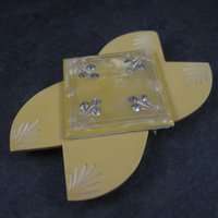 Vintage Yellow Plastic Rhinestone Buckle