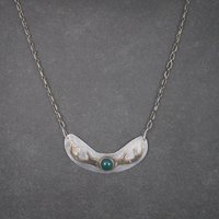 Vintage Sterling Chrysoprase Deer Antler Necklace 27 Inches