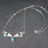 Vintage Southwestern Sterling Inlay Necklace