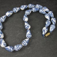 Vintage Chinese Import Hand Painted Porcelain Bead Necklace 24 Inches