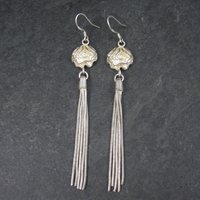 Long Sterling Rose Chain Earrings