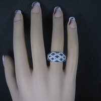 Sterling Blue White Enamel Crystal Ring Size 7