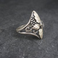 Vintage Black Hills Silver Rose Ring Size 6