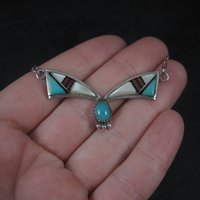 Vintage Southwestern Sterling Inlay Necklace