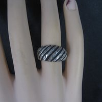 Vintage Sterling Diamond Cut Dome Ring