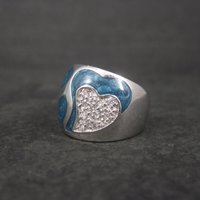 Sterling Blue Enamel Heart Ring Size 6 Lauren G Adams