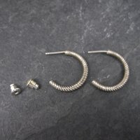 Vintage Sterling Twisted Hoop Earrings 13/16"