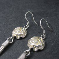 Long Sterling Rose Chain Earrings