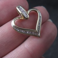 Vintage 10K Diamond Heart Pendant