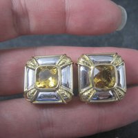 Vintage 18K Sterling Citrine French Back Earrings