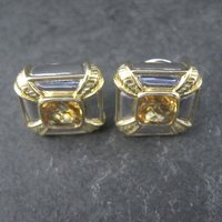 Vintage 18K Sterling Citrine French Back Earrings