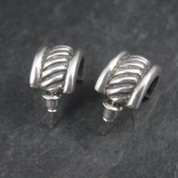 Vintage Sterling Wide Half Hoop Earrings