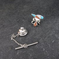 Southwestern Sterling Inlay Peyote Bird Tie Tack