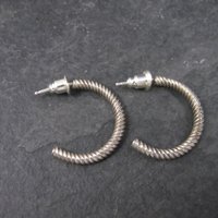 Vintage Sterling Twisted Hoop Earrings 13/16"