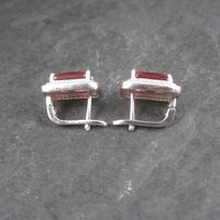Vintage Sterling Pink Cz Latch Back Earrings