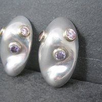 Large Chunky Sterling Gemstone Clip On Earrings Mexican Silver