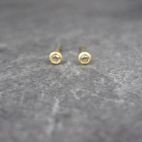 90s 3mm 14K Crystal Bezel Piercing Stud Earrings