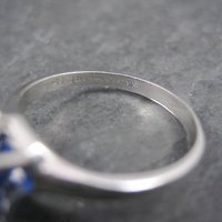 Vintage Sterling Sapphire Solitaire Ring Old New Stock Multiple Sizes UNCAS