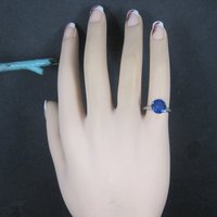 Vintage Sterling Sapphire Solitaire Ring Old New Stock Multiple Sizes UNCAS