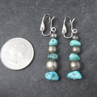 Vintage Sterling Turquoise Clip On Earrings