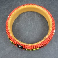 Vintage Southwestern Beaded Bangle Eagle Bracelet 8 Inches