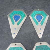 Lot of 6 Vintage Alpaca Mexico Inlay Earring Focals