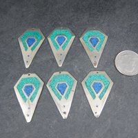 Lot of 6 Vintage Alpaca Mexico Inlay Earring Focals