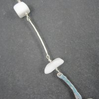 Vintage Hammered Sterling White Quartz Necklace 22 Inches