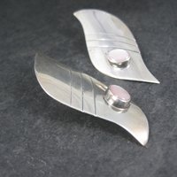 Large Vintage Sterling Navajo Pink Mother of Pearl Earrings