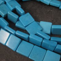 12mm Turquoise Magnesite Square Beads 32"