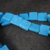 12mm Turquoise Magnesite Square Beads 32"