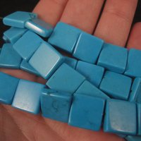 12mm Turquoise Magnesite Square Beads 32"