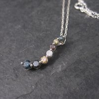 Dainty Vintage 10K Colored Diamond Journey Pendant Necklace