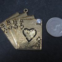 Gold Plated Diamond Cut Ace of Hearts Pendant Focal