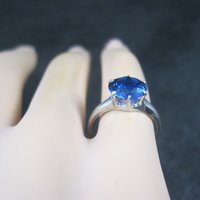 Vintage Sterling Sapphire Solitaire Ring Old New Stock Multiple Sizes UNCAS
