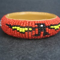 Vintage Southwestern Beaded Bangle Eagle Bracelet 8 Inches