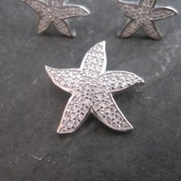 Estate Sterling Starfish Pendant Earrings Jewelry Set