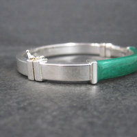 Vintage Italian Sterling Green Enamel Bangle Bracelet