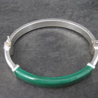 Vintage Italian Sterling Green Enamel Bangle Bracelet